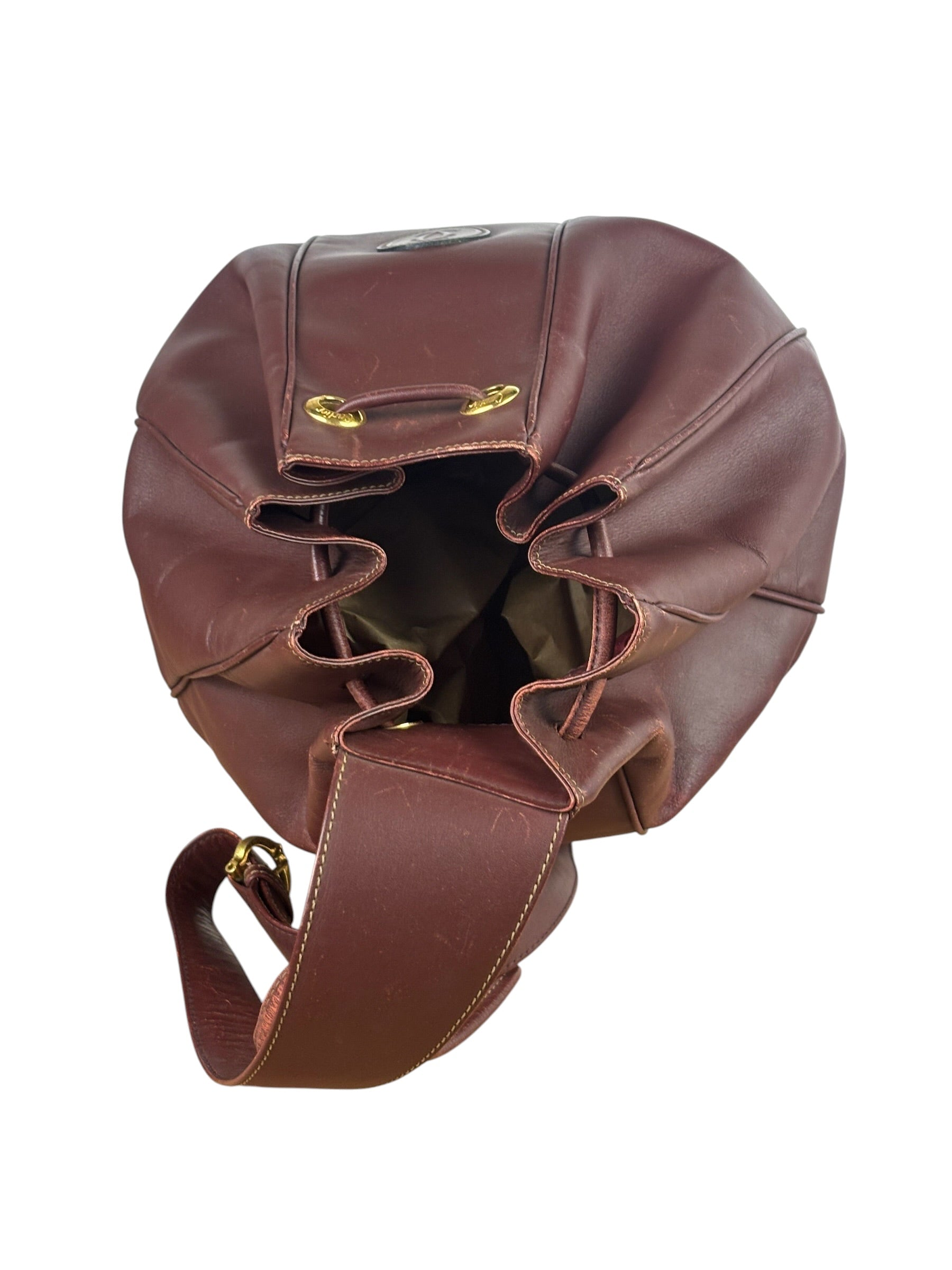 Cartier Vintage Burgundy Leather Must De Cartier Bucket Bag