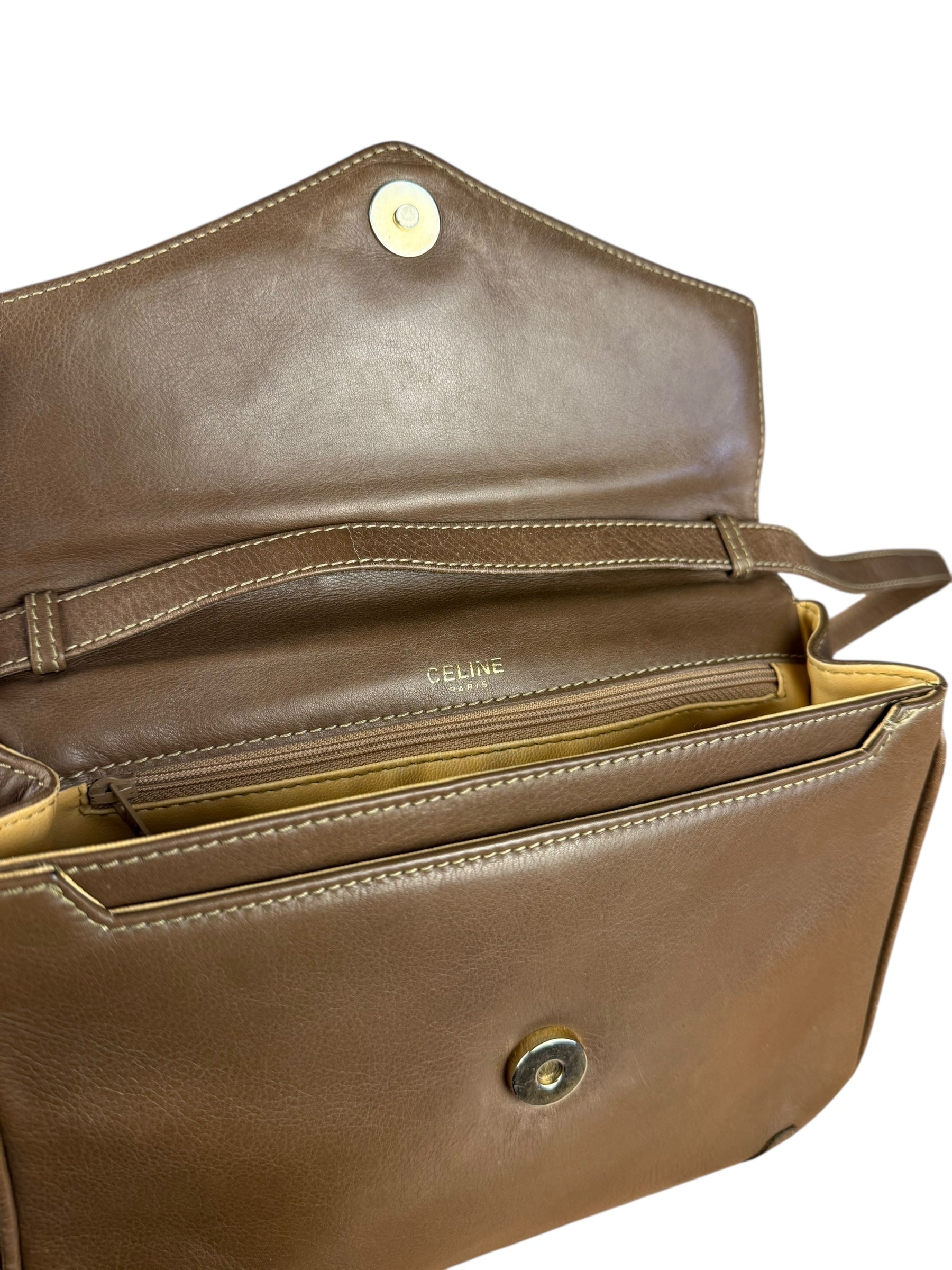 Celine Vintage Brown Leather Crossbody