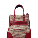 Prada Vintage Red Woven Tweed Zip Tote