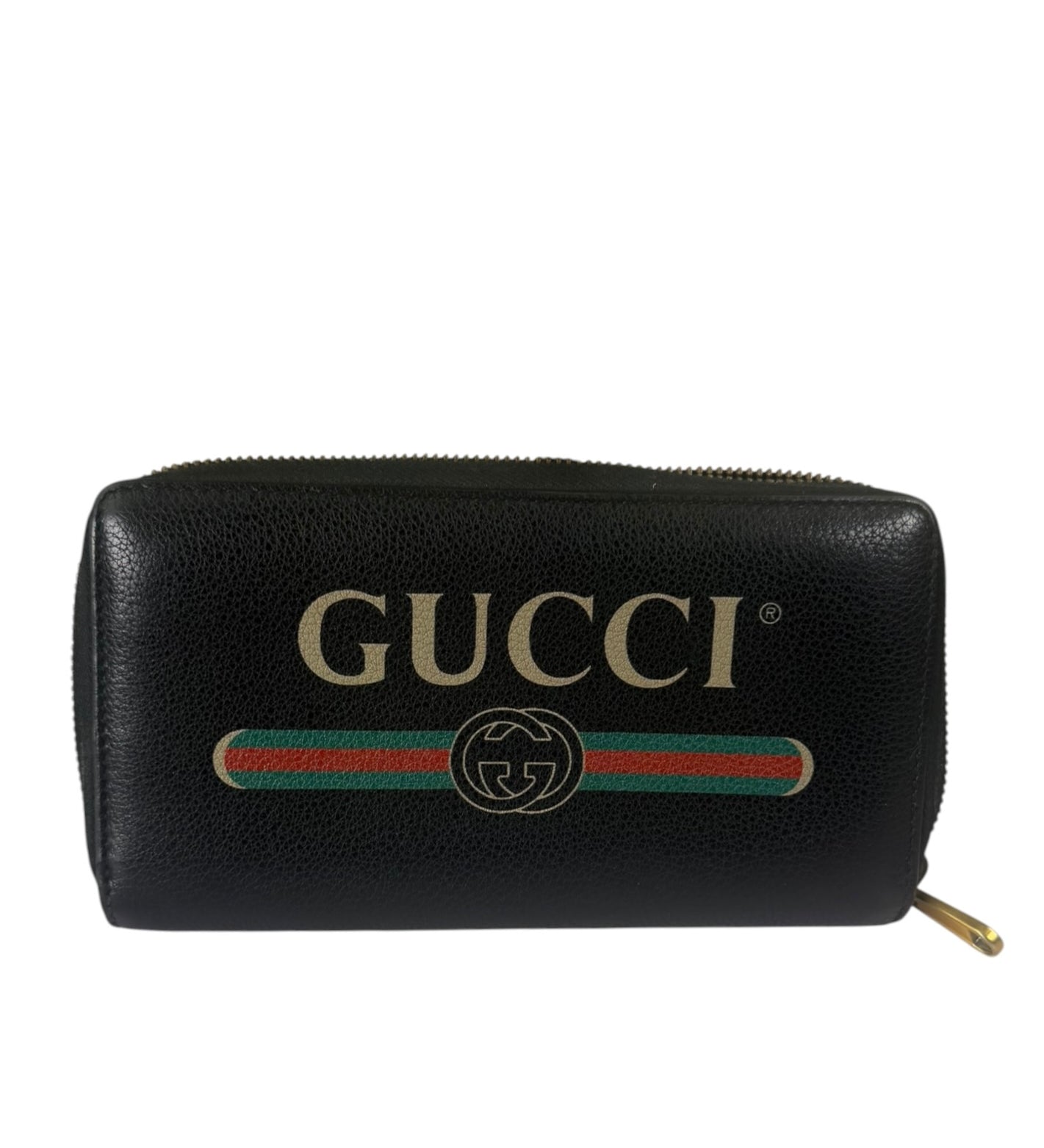 Gucci Black Leather Zip-Around Long Wallet