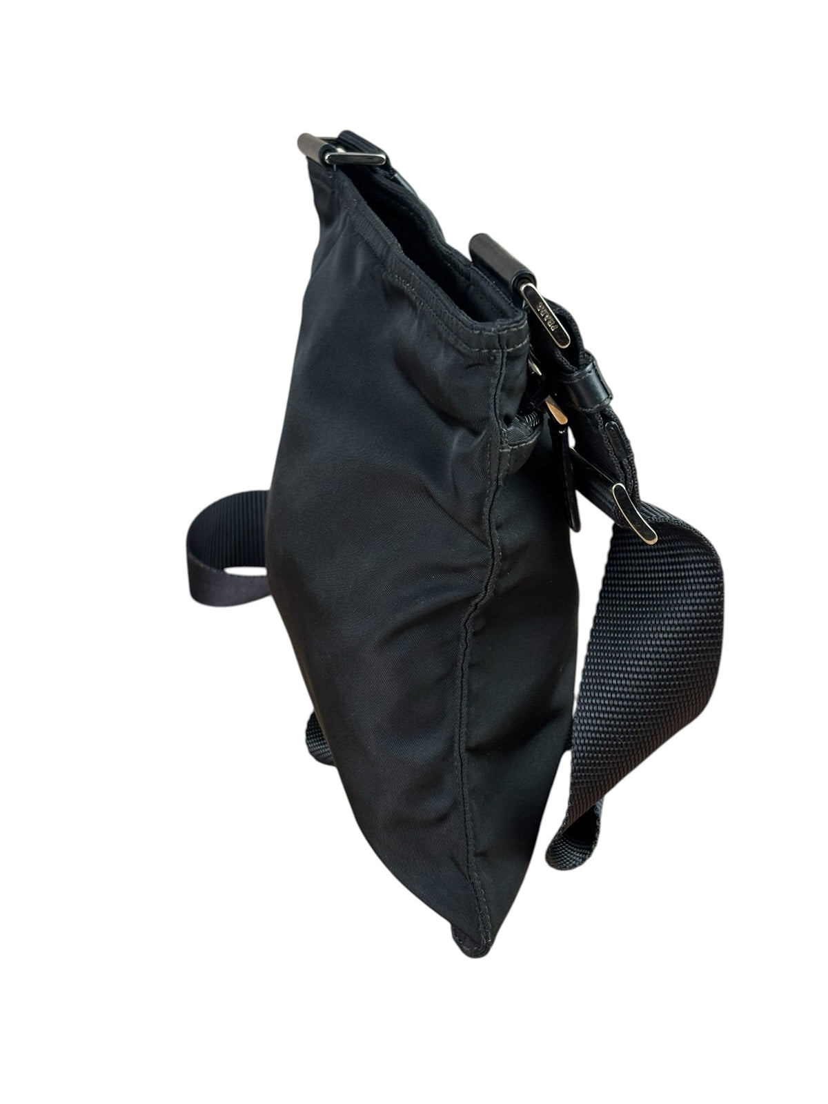 Prada Black Vela Nylon Flat Crossbody Bag