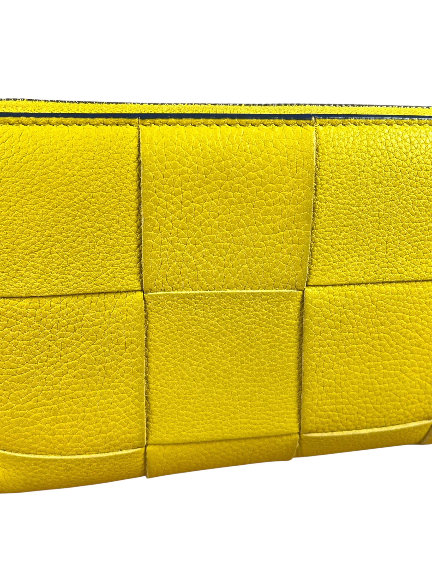 Bottega Veneta Large Intreccio Long Zip Wallet Yellow