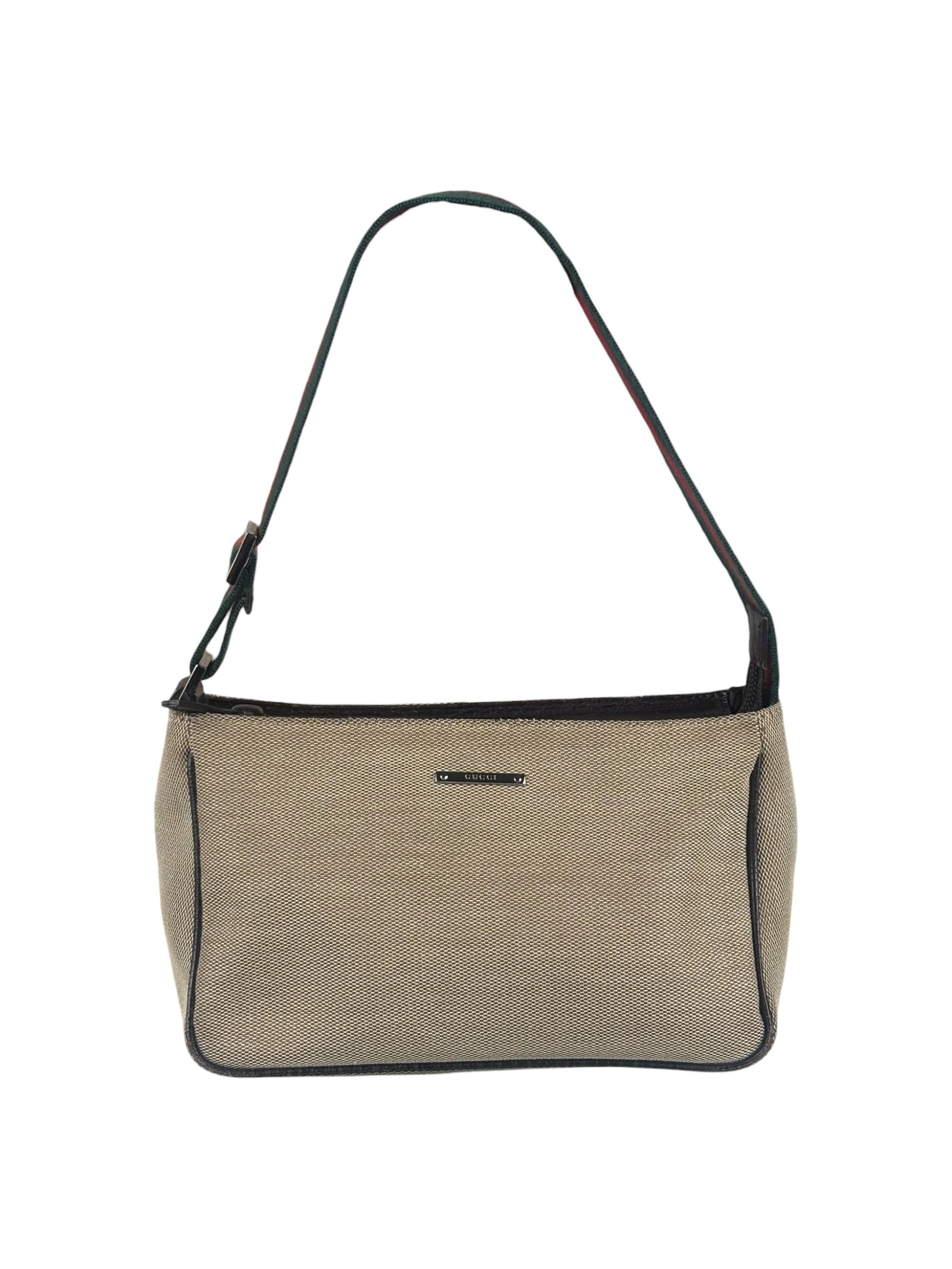 Gucci Vintage Beige Canvas Mini Pochette Handbag