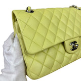 Chanel Yellow Neon Quilted Leather Classic Double Flap Bag 2010