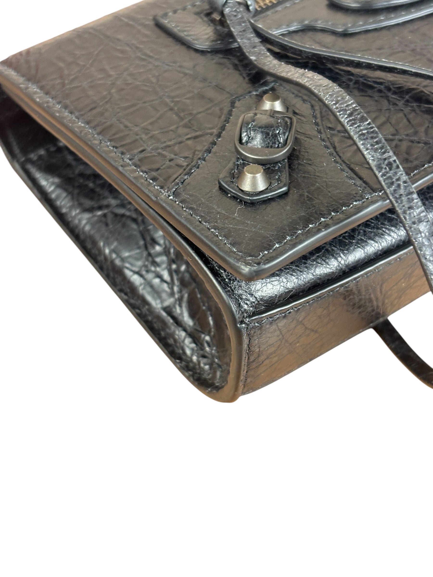 Balenciaga Black Croc Embossed Le City Clutch/Wallet