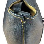 Coach Pebbled Leather Shoulder Bag Black Turn-Lock