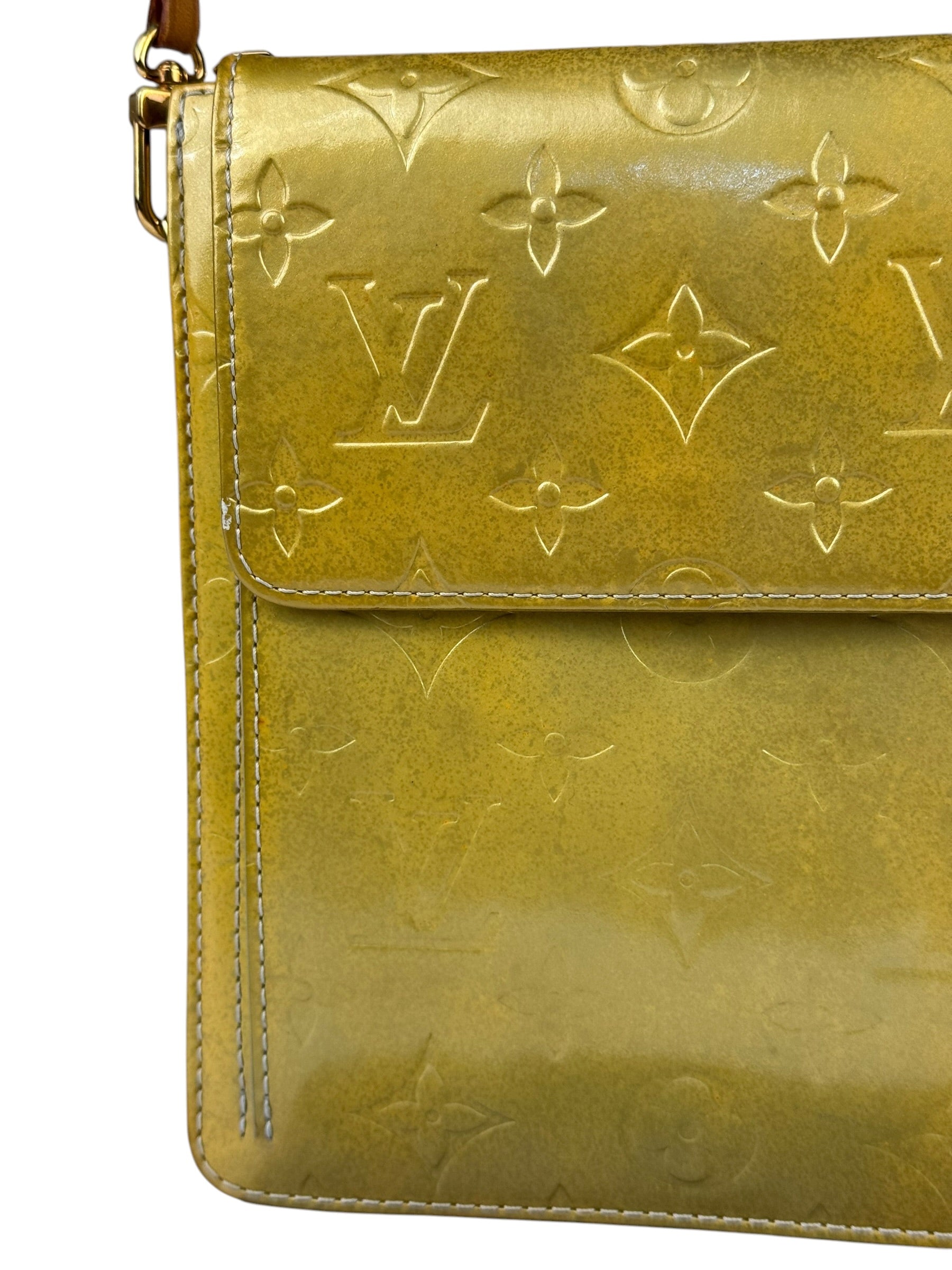Louis Vuitton Yellow Patent Leather Vernis Mott Accessory Pouch
