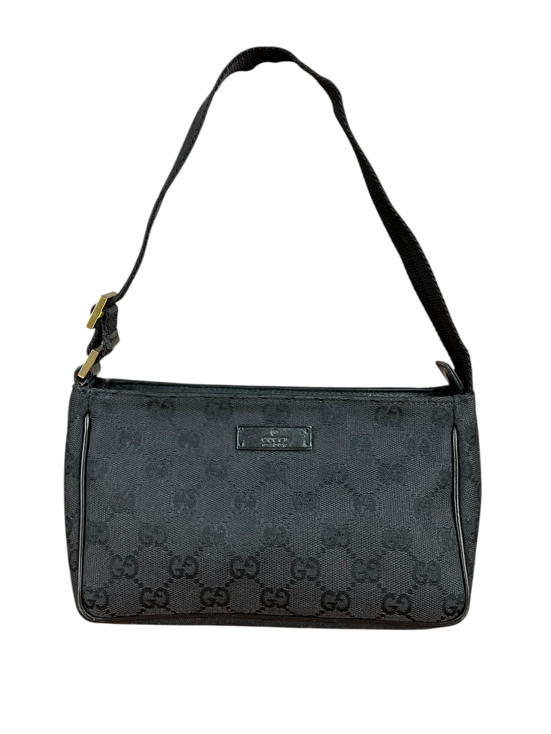 Gucci Vintage GG Black Canvas Pochette