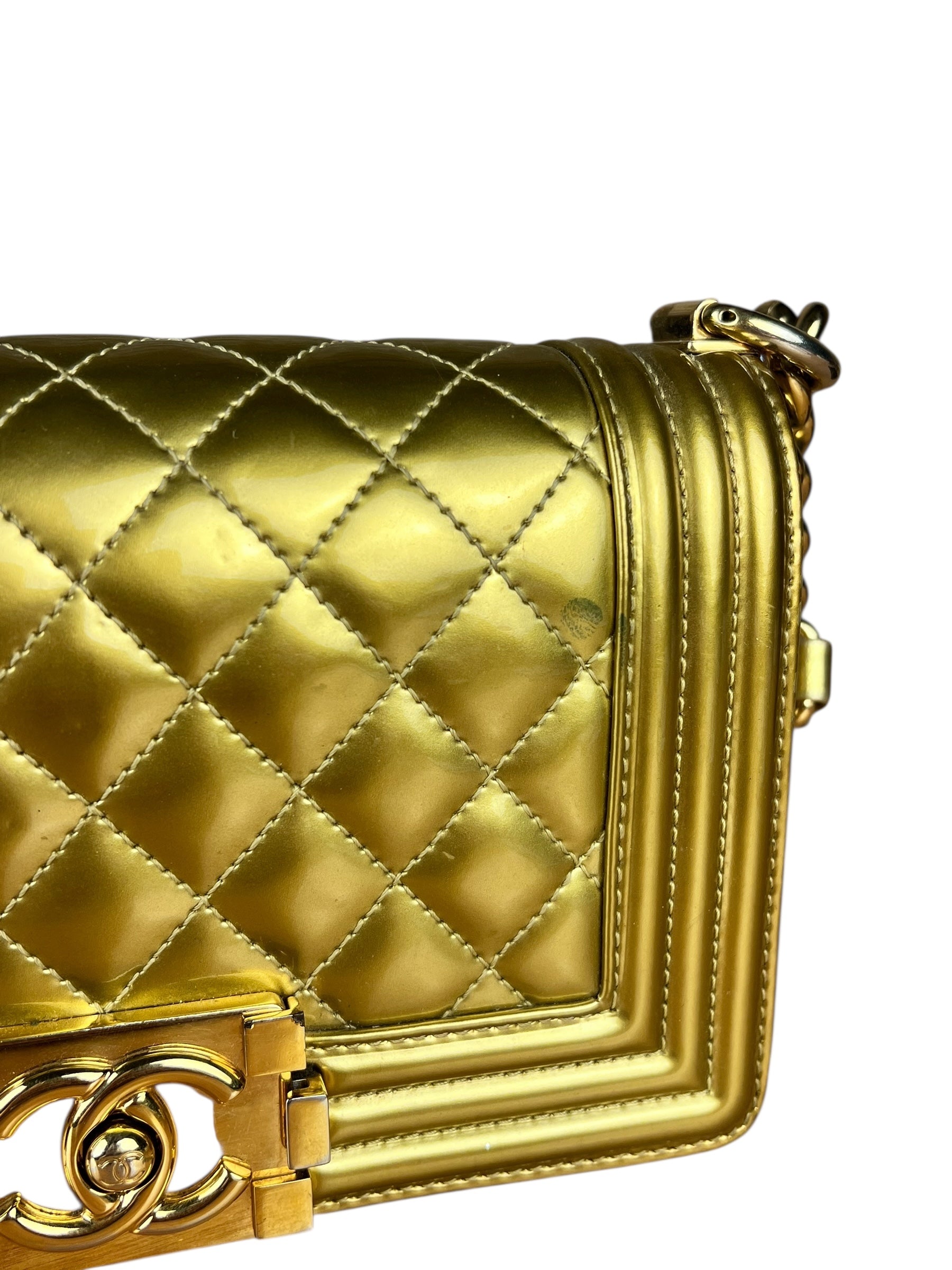 Chanel Gold Metallic CC Boy Bag 2014