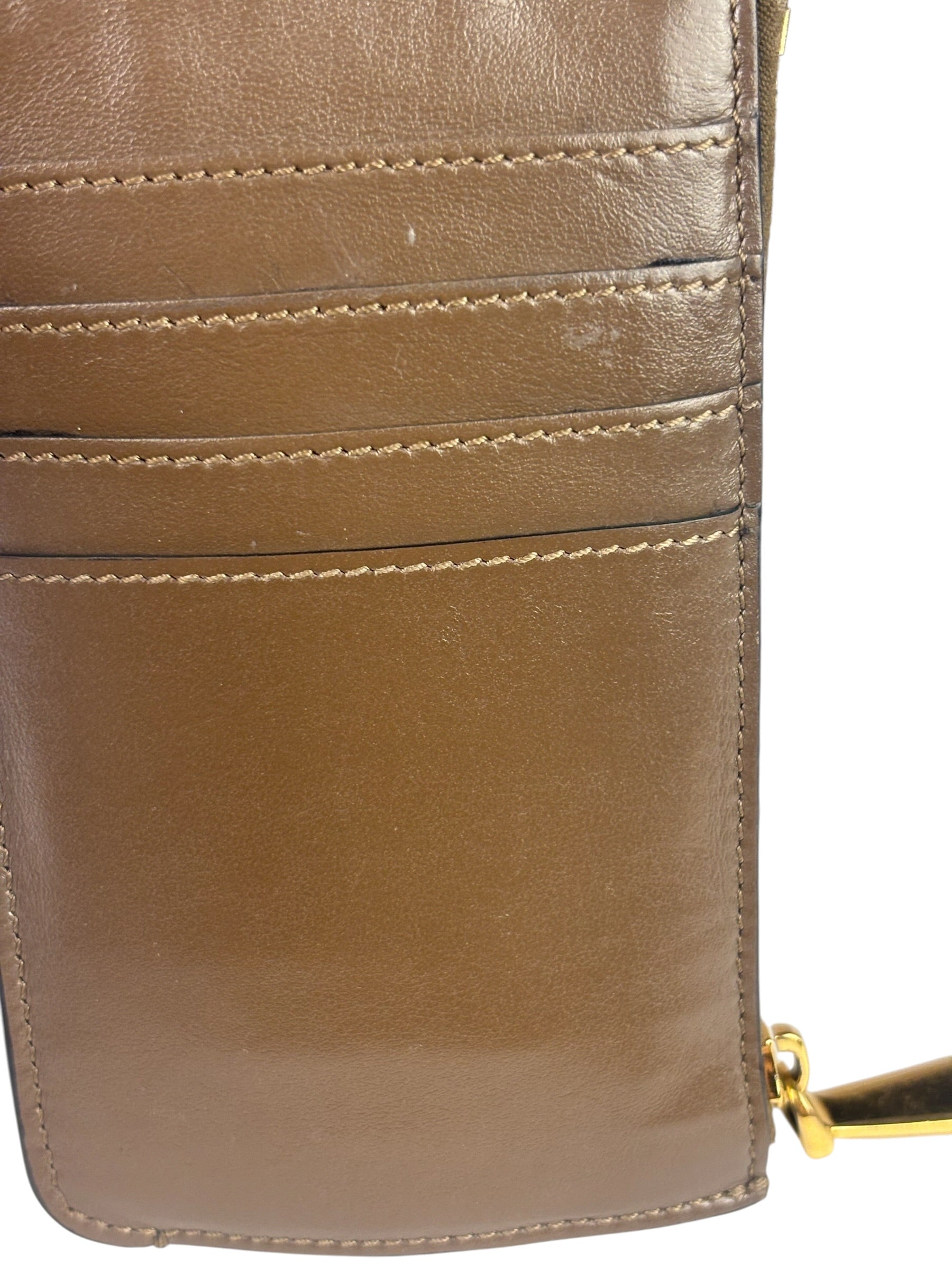 Fendi Brown Leather FF Zip Coin/Card Case