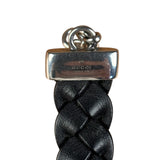 Gucci Black Braided Leather Horsebit Bracelet