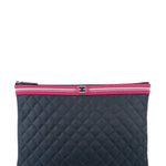 Chanel Navy Quilted Fluo Boy Medium O-Case Clutch