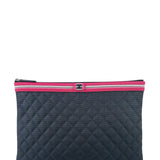 Chanel Navy Quilted Fluo Boy Medium O-Case Clutch