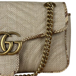 Gucci Raffia Snake-Trimmed Marmont Chain Bag