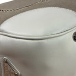 Prada Beige/Cream Leather Trim Logo Jacquard Hobo Bag