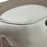 Prada Beige/Cream Leather Trim Logo Jacquard Hobo Bag
