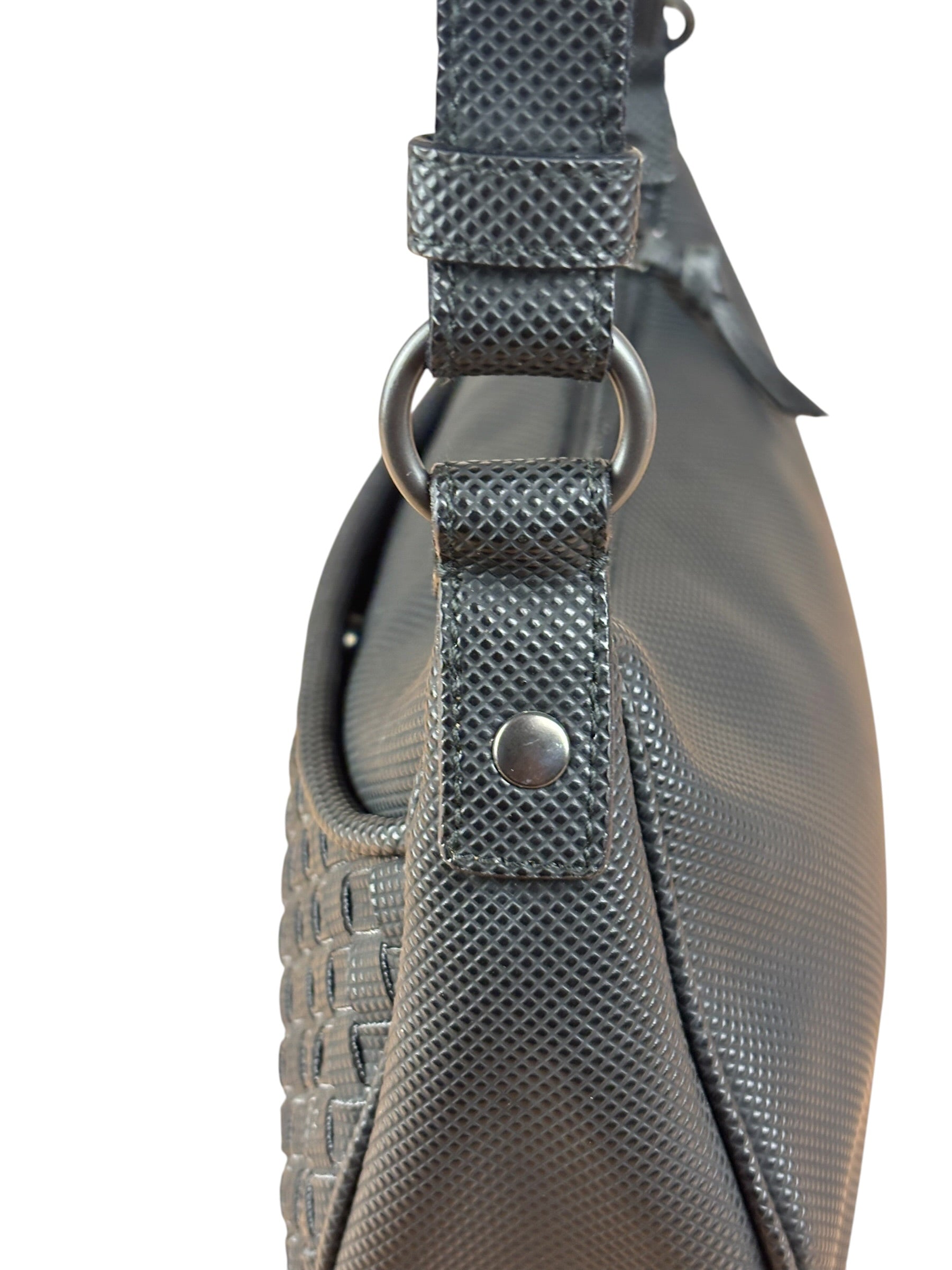 Bottega Veneta Black Coated Canvas PVC Shoulder Bag