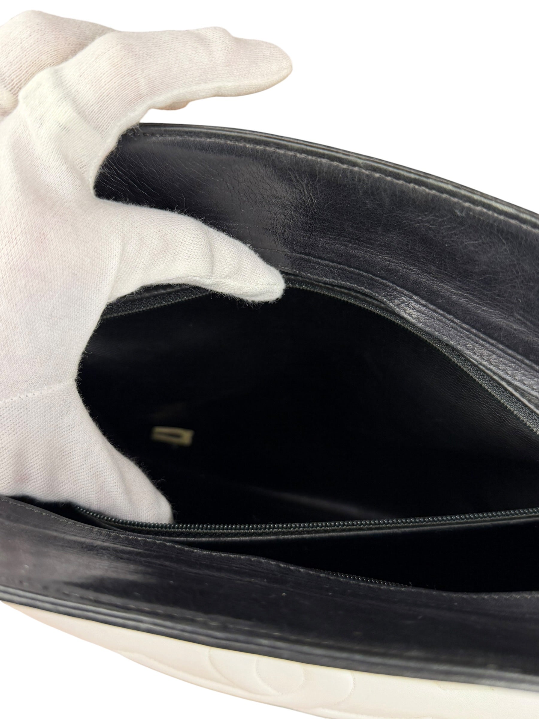 Chanel Vintage Black/White Leather CC Chain Tote '89-'91