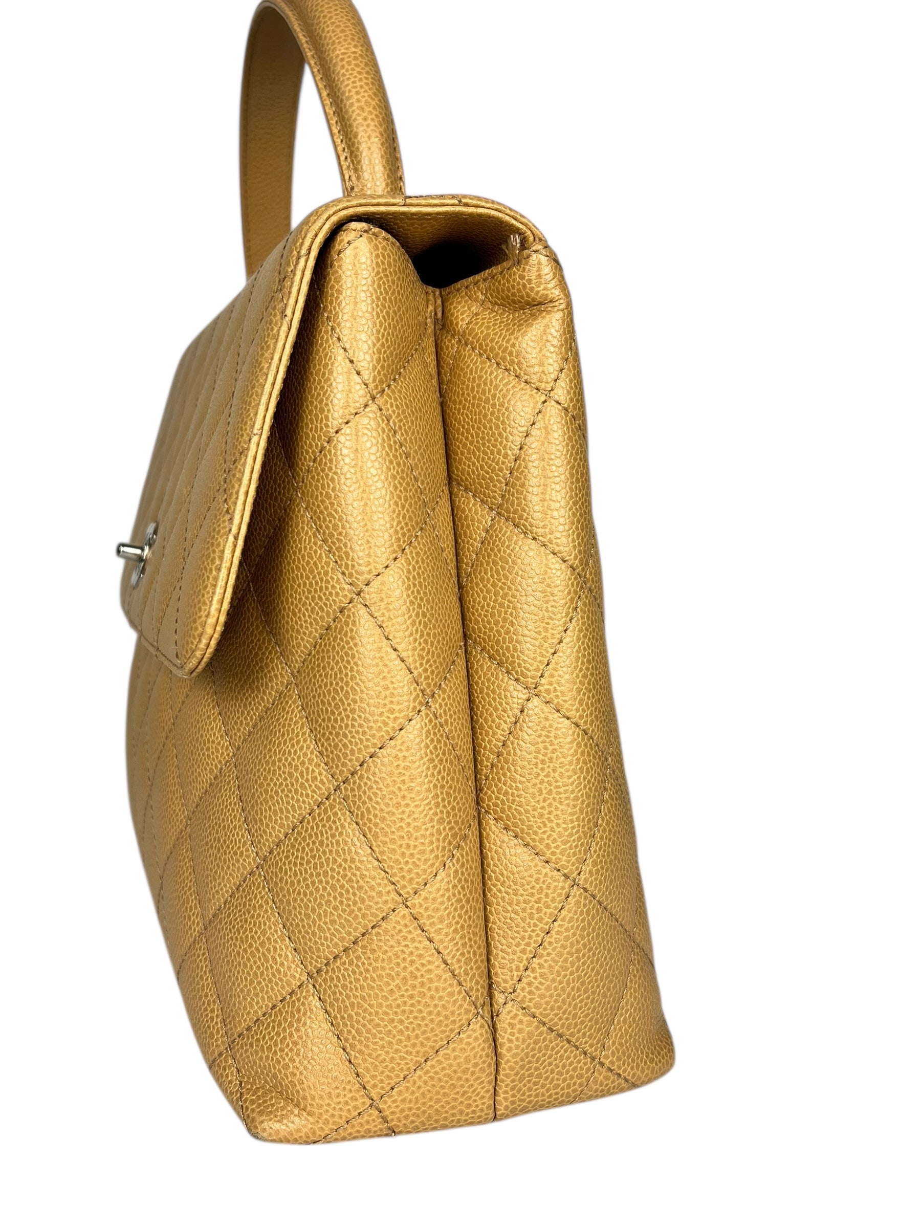 Chanel Beige Calfskin Kelly Top Handle Bag 2001