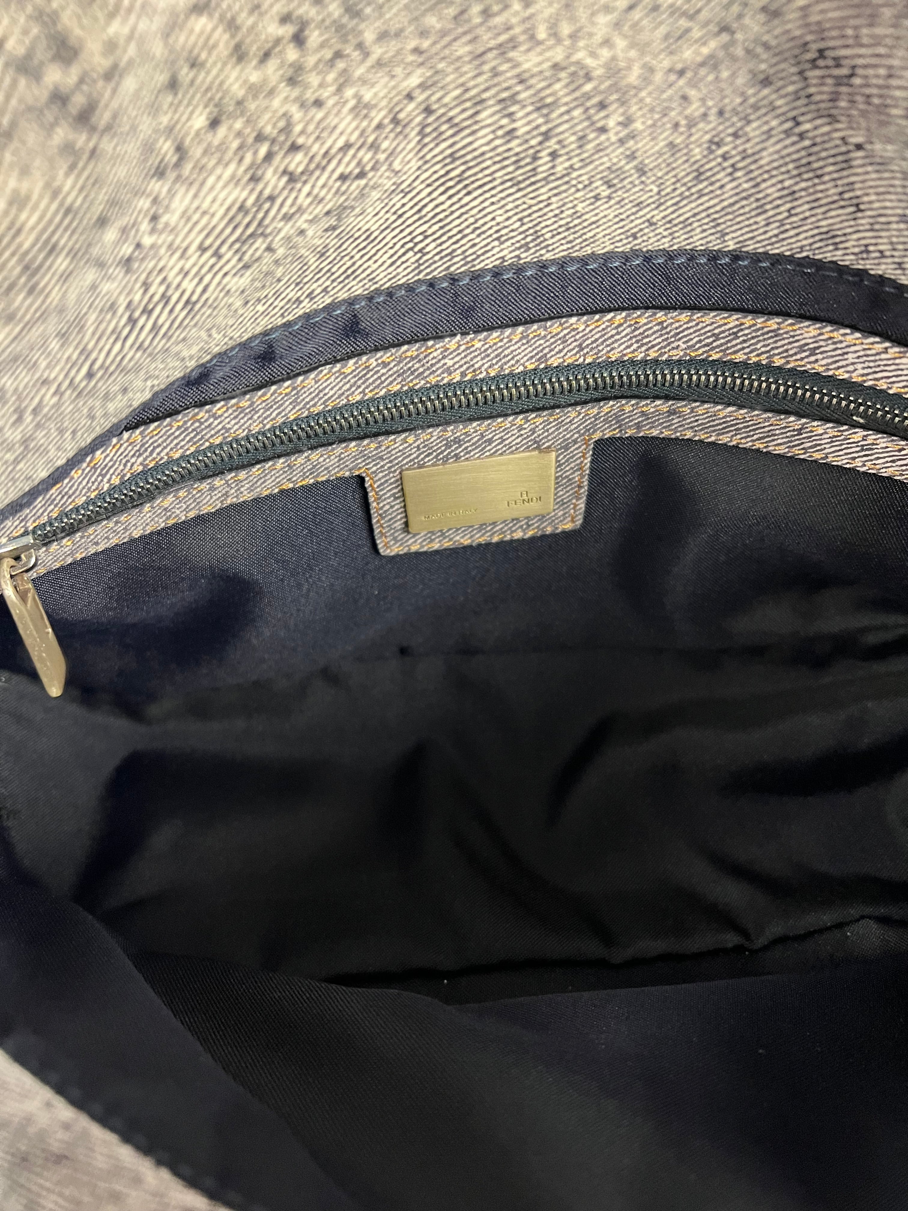 Fendi Light Denim Toned Canvas Baguette Shoulder Bag