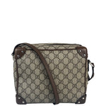 Gucci Brown Leather Trim GG Supreme Soft Trunk Crossbody