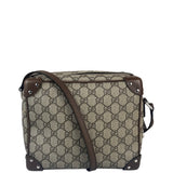 Gucci Brown Leather Trim GG Supreme Soft Trunk Crossbody