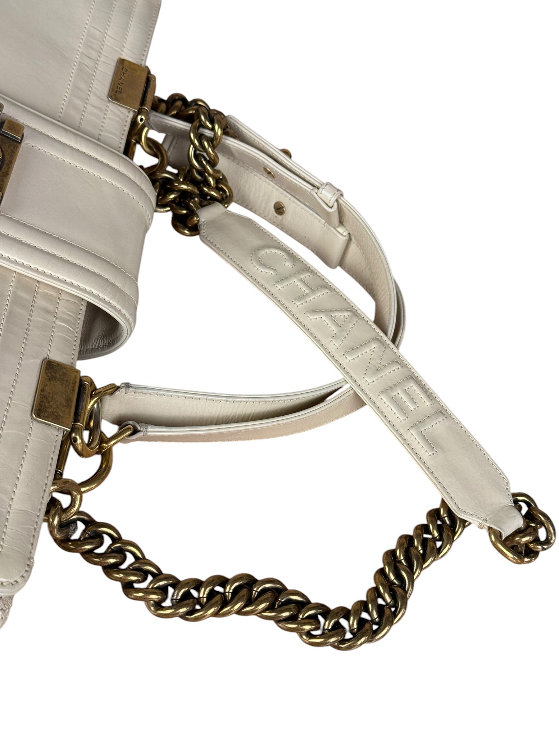 Chanel Ivory Leather Large Jetsetter Boy 2Way Handbag 2011