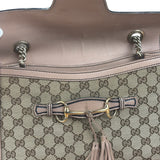 Gucci Peach Leather Trim GG Canvas Emily Chain Flap Shoulder Bag