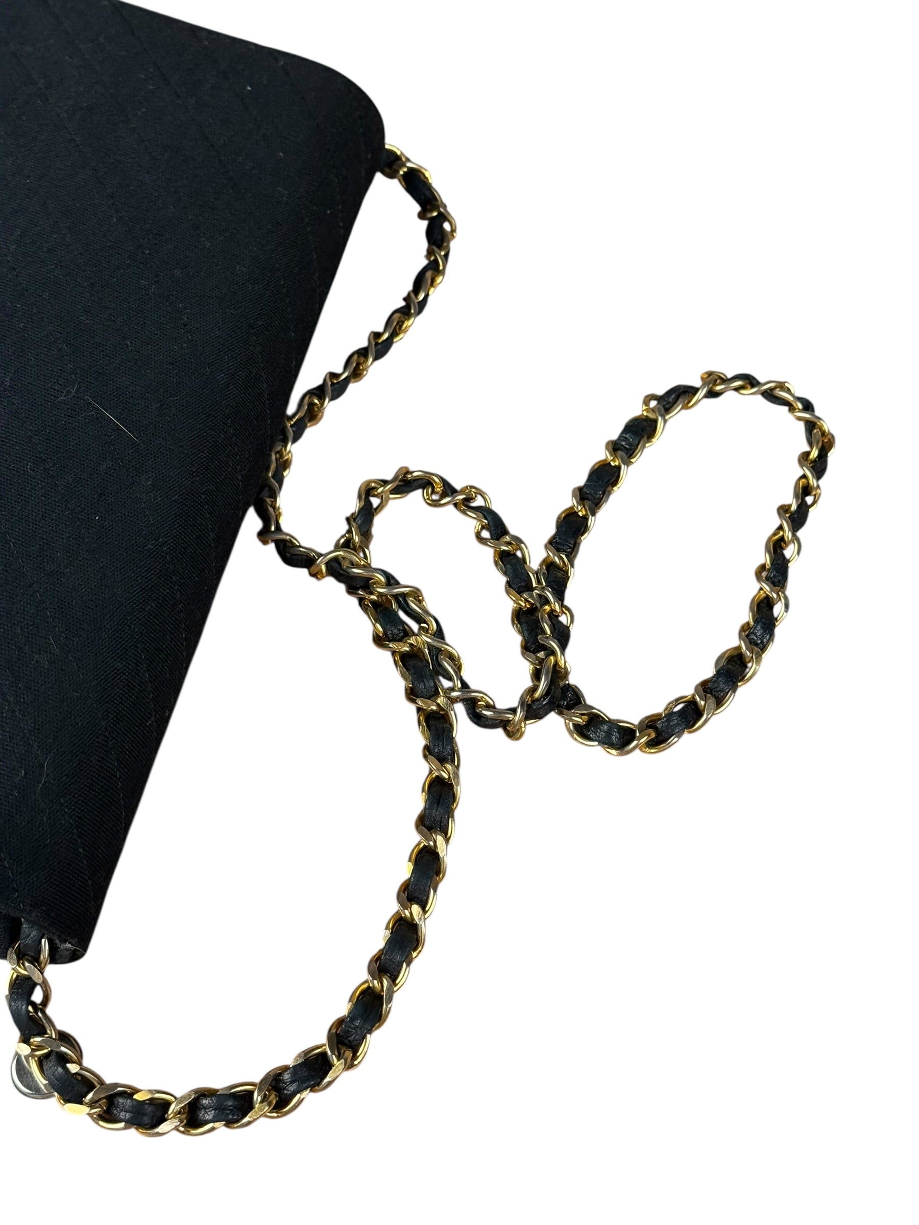 Chanel Vintage Black Cotton Quilted Flap Bag