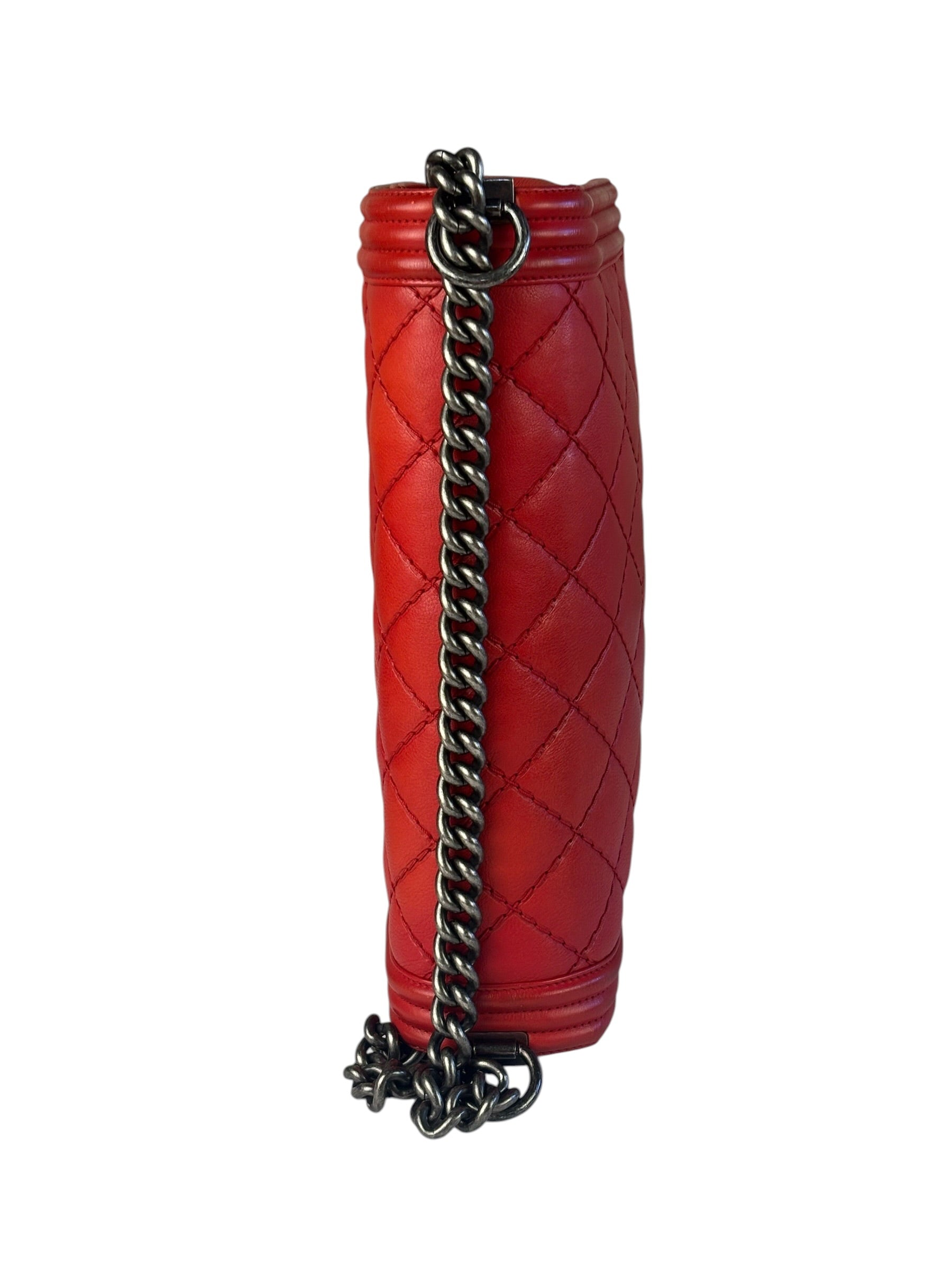 Chanel Red Quilted Leather Boy Flap Bag 2010