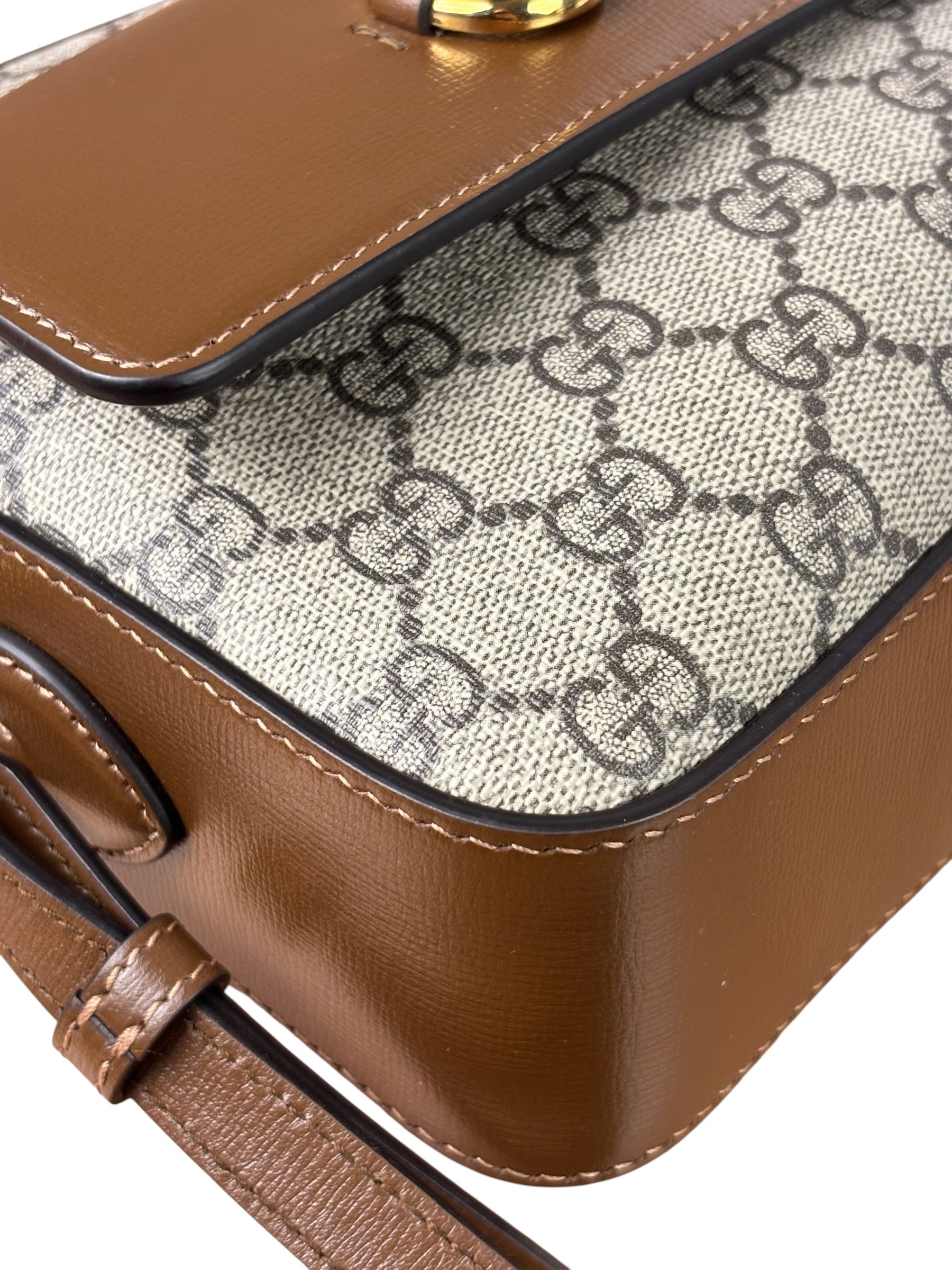 Gucci Brown Leather GG Horsebit Camera Bag 1955