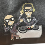 Dolce & Gabbana Black Pebbled Leather DJ Turntable Set Zip Pouch