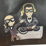 Dolce & Gabbana Black Pebbled Leather DJ Turntable Set Zip Pouch