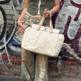 Chanel Beige Quilted Leather Tote 2009