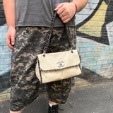 Chanel Cream Lambskin Funny Tweed Flap Bag 2009