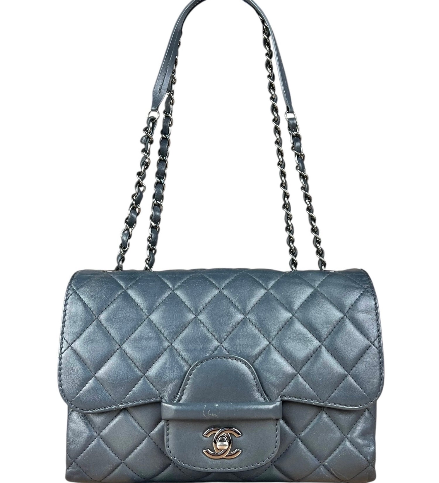 Chanel Dark Grey Quilted Leather Loop Flap Bag 2014