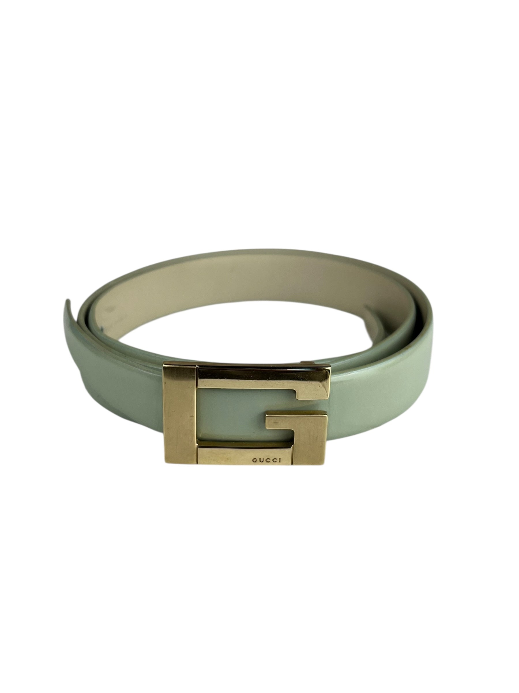 Gucci G Logo Thin Leather Mint Belt