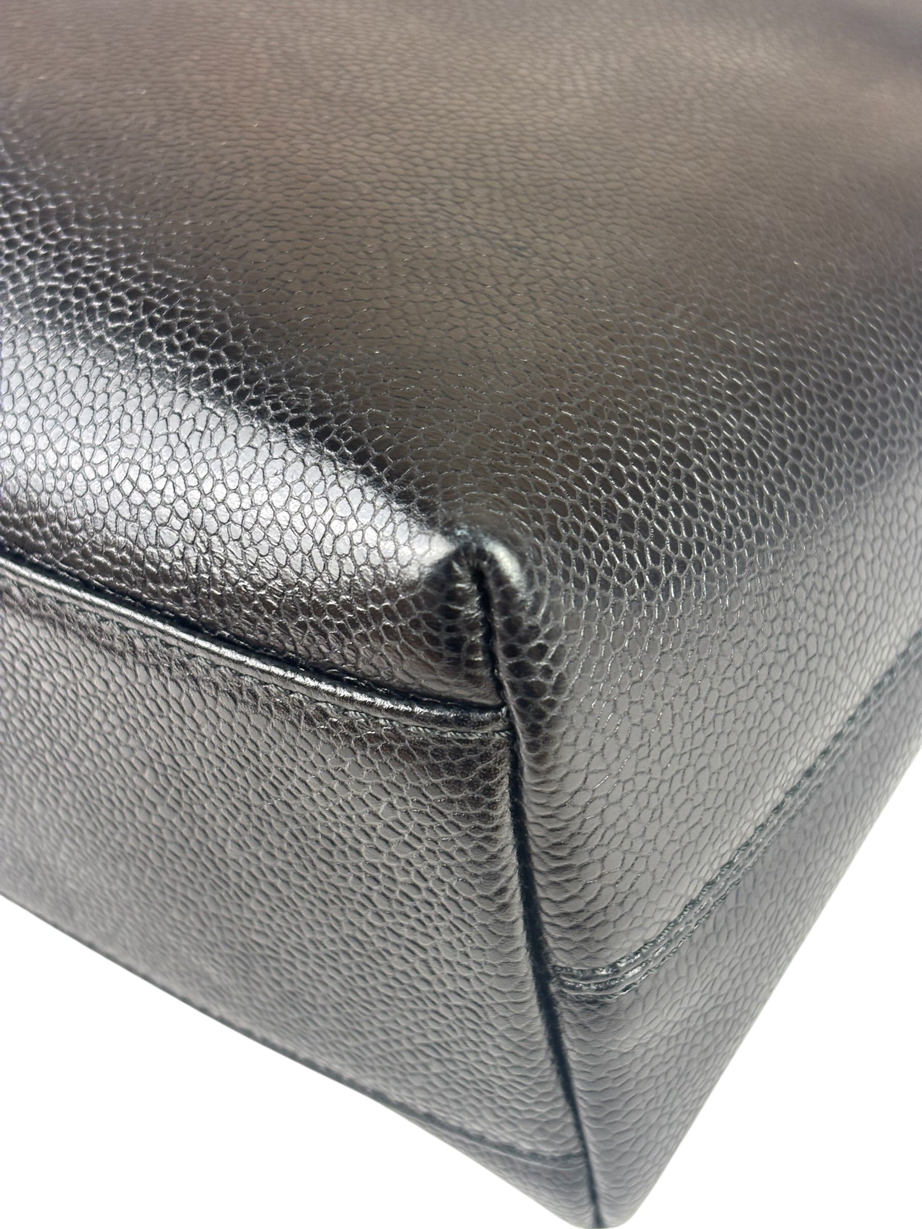 Chanel Vintage Black Caviar Leather Timeless Chain Shoulder Tote 1998