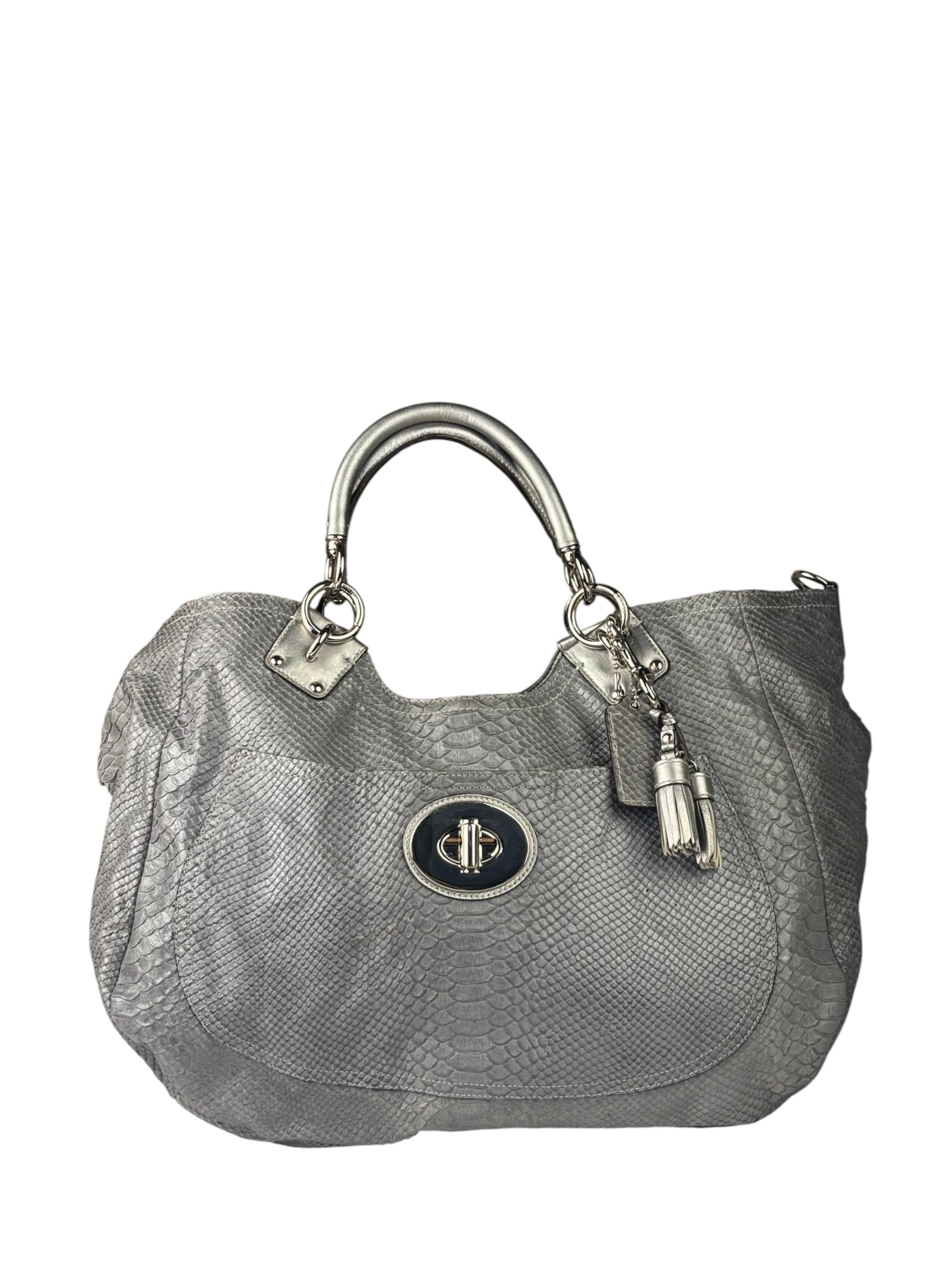 Coach Grey Pythonskin  Indy Babouska Two-Way Shoulder Bag