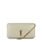 YSL Beige Leather Cassandre Flap Phone Holder