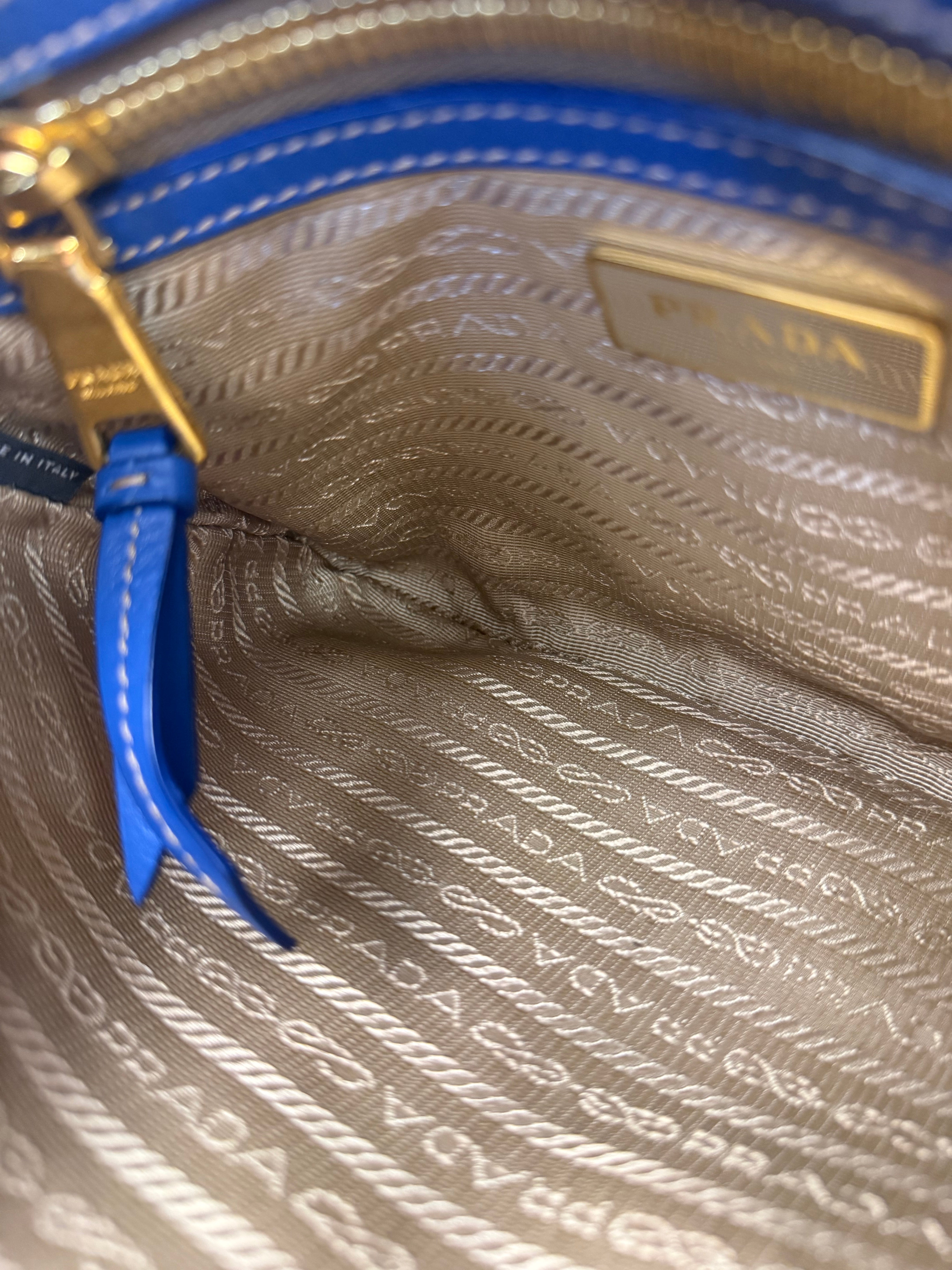 Prada Beige/Blue Jacquard Crossbody Bag