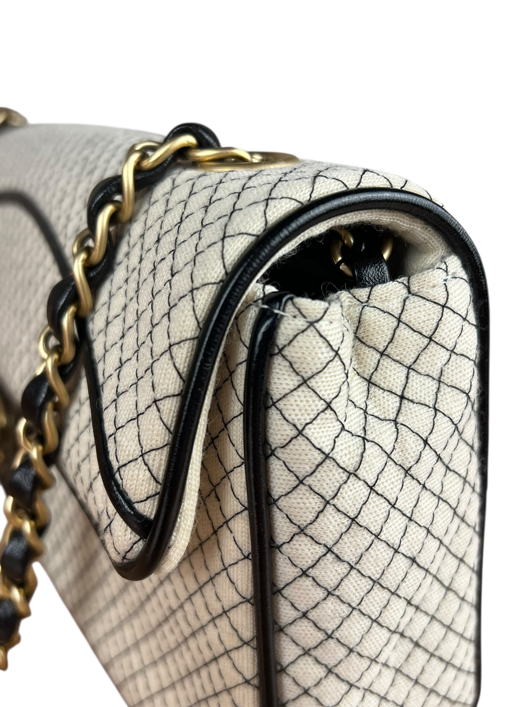 Chanel East West Beige Jersey Flap Bag 2002