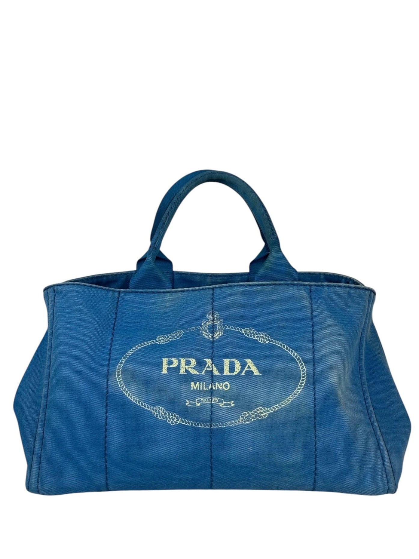 Prada Vintage Blue Canapa Canvas Tote