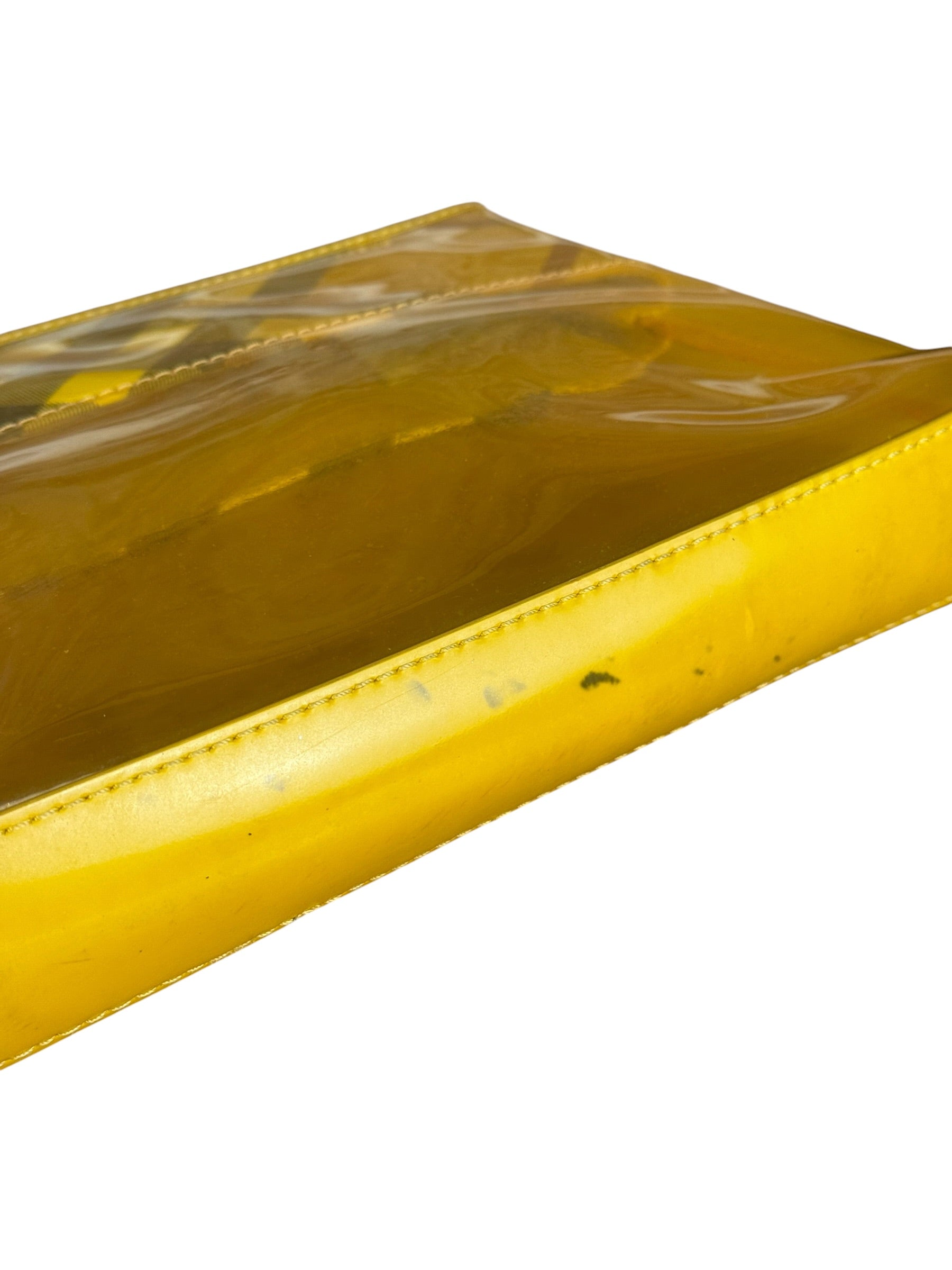 Burberry Yellow Vinyl Check Cosmetic Pouch