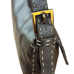 Fendi Selleria Brown Leather Stitched Baguette