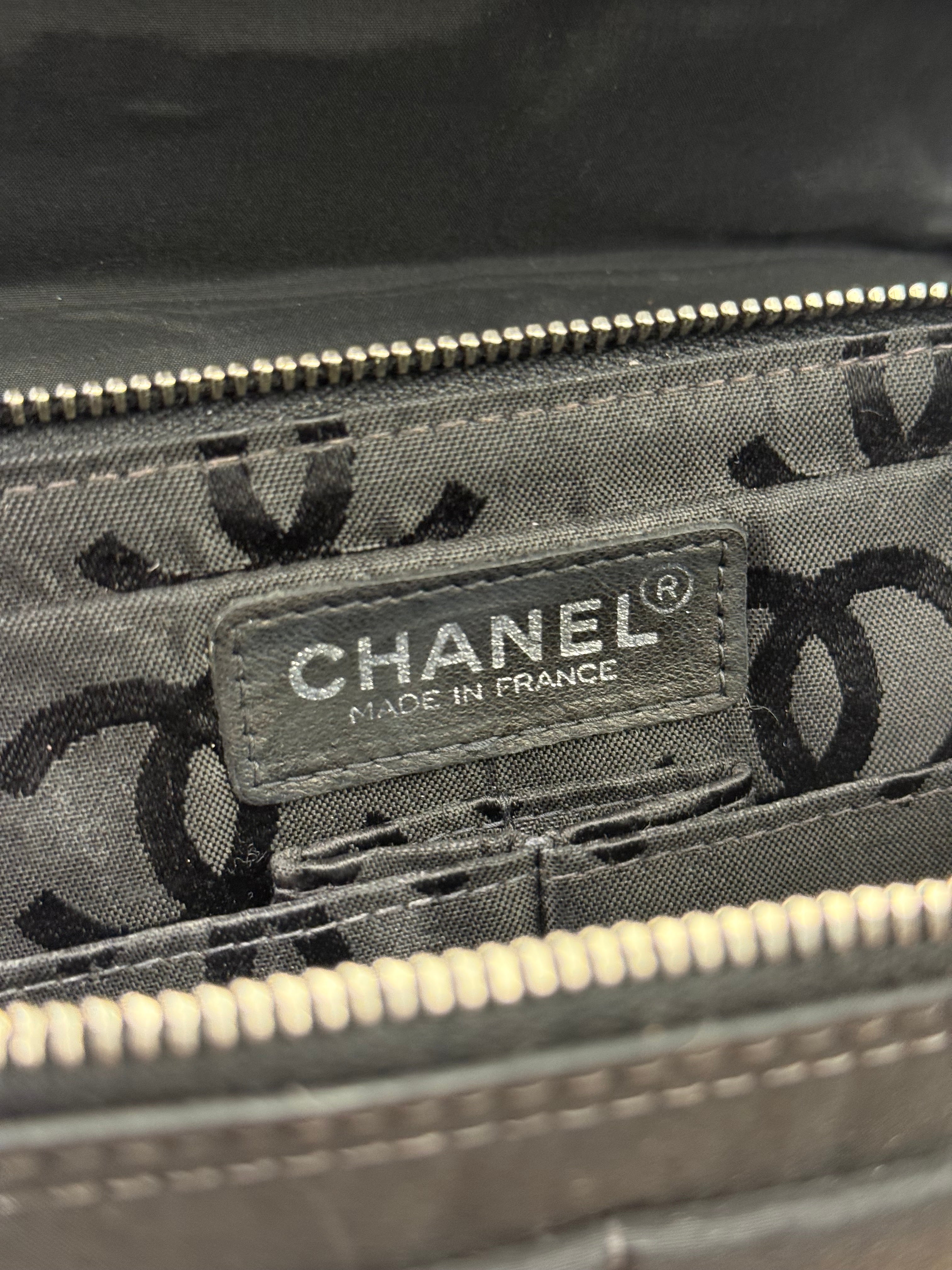 Chanel Black Nylon Chocolate Bar Chain Flap Bag 2002