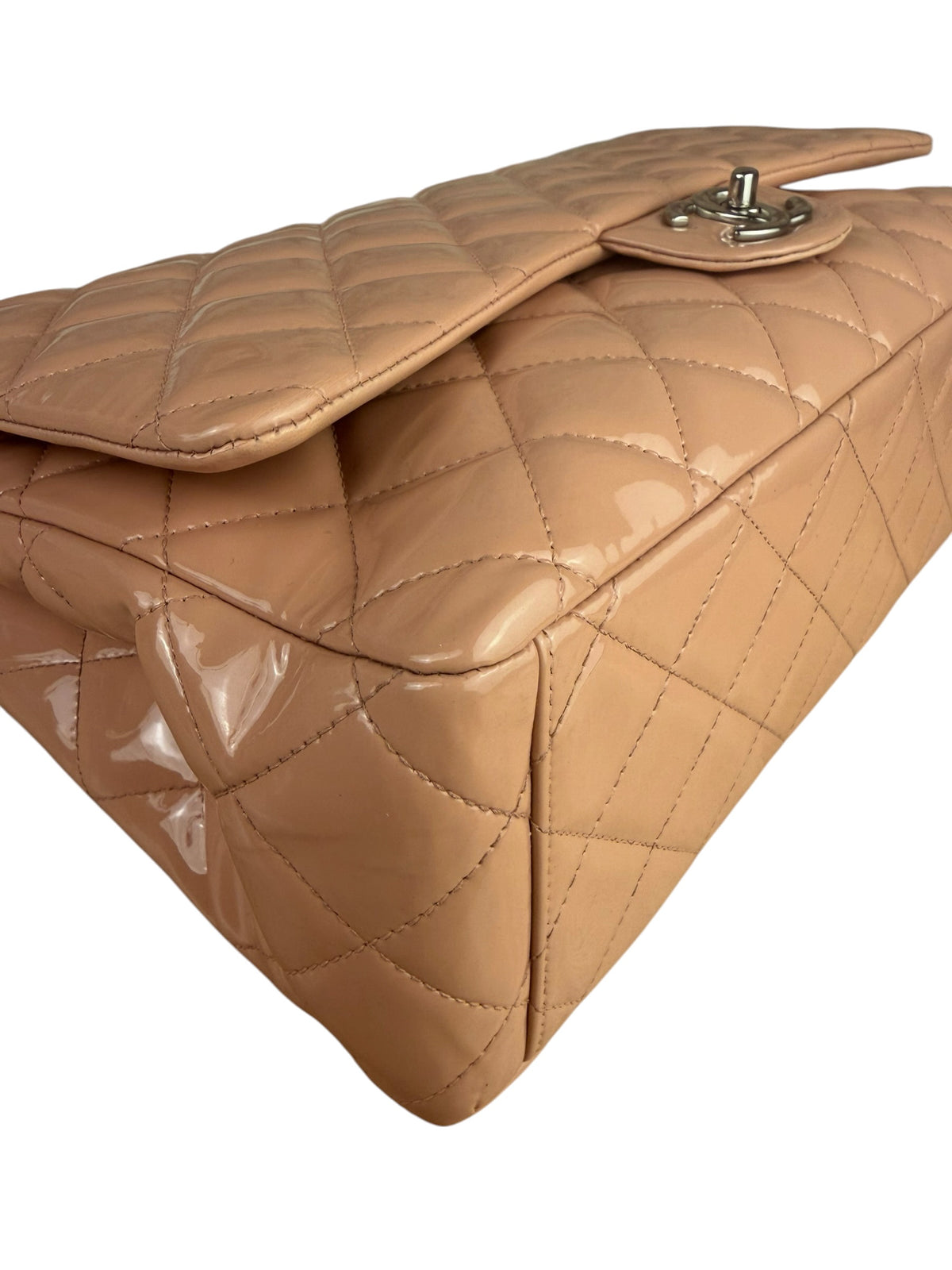 Chanel Patent Nude Quilted Jumbo Flap 2011