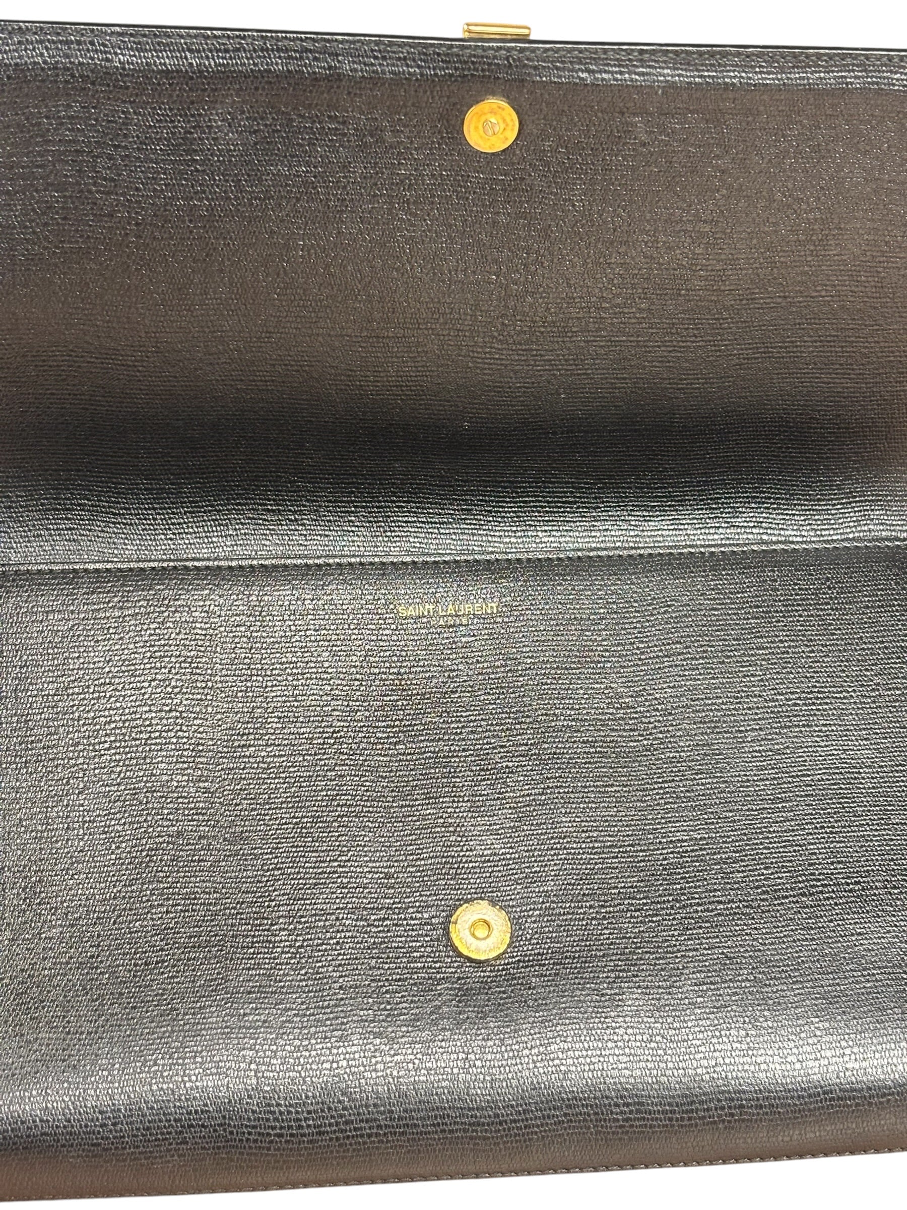 Yves Saint Laurent Black Leather Chyc Y Clutch Replacement Chain