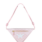 MCM Pink Triangle Logo Fold-Over Shoulder Bag