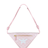 MCM Pink Triangle Logo Fold-Over Shoulder Bag